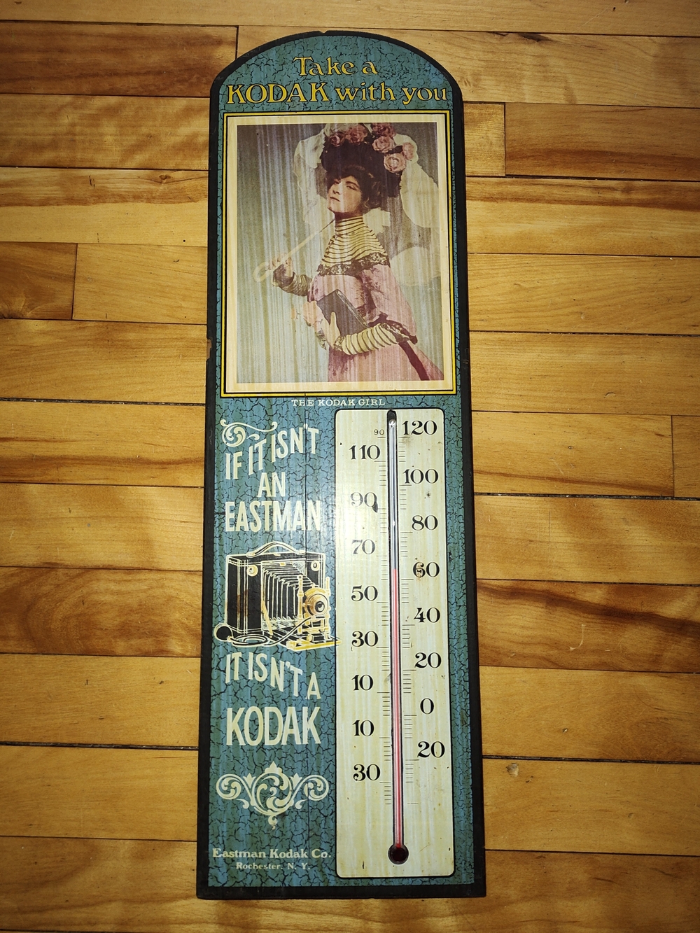 Kodak Wall Thermometer Sign - Blue, Gold, Cream
